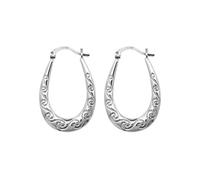 Acotis Silver 925 Creole Earrings G5891 - Distinctive Detail | - Sterling Silver