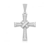 Acotis Silver 925 Cross with Zirconia Stones Pendant G61162 - - Sterling Silver