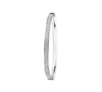 Acotis Silver Babies Oval Bangle with Moondust Detailing G4390 - - Sterling Silver