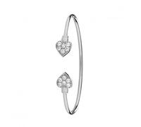 Acotis Silver Bangle Maidens Double Hearts Zirconia Torc G4033M - Sterling Silver