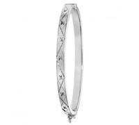 Acotis Silver Bangle Maidens Oval Dia Cut Hinged G4283 - - Sterling Silver