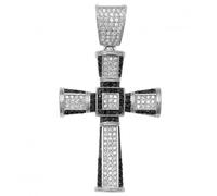 Acotis Silver Black/Clear Zirconia Cross Pendant G6759BK - - Sterling Silver