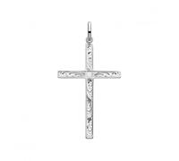 Acotis Silver Cross Necklace with H Engraving Pendant G61044E - - Sterling Silver