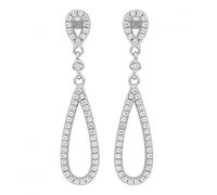 Acotis Silver Drop Earrings Rhodium Plated Zirconia G51209 - - Sterling Silver