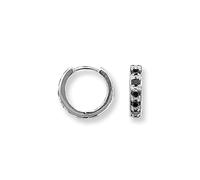 Acotis Silver Earrings Hinged Black Zirconia G5216BK - Modern - Sterling Silver