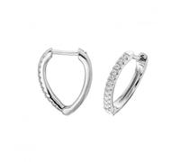 Acotis Silver Earrings Rhodium Plated Hinged Zirconia G51204 - - Sterling Silver