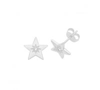 Acotis Silver Earrings Set Rhodium Zirconia Star G51252 - - Sterling Silver / rhodium Plated