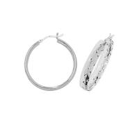 Acotis Silver Hoop Earrings Dia Cut G51076 - Premium Finish | - Size 30mm - Sterling Silver