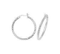 Acotis Silver Hoop Earrings Dia Cut G5719 - Premium Finish | - Sterling Silver
