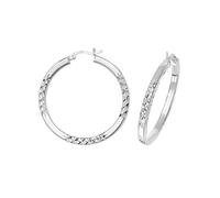 Acotis Silver Hoop Earrings Dia Cut G5738 - Elegant Styling | - Sterling Silver