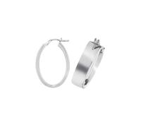Acotis Silver Hoop Earrings Oval Plain G51075-V3 - Contemporary - Sterling Silver