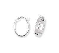 Acotis Silver Hoop Earrings Oval Plain G5560 - Contemporary - Sterling Silver