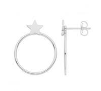 Acotis Silver Hoop Earrings Rhodium Star G51287 - Exclusive - Sterling Silver / rhodium Plated