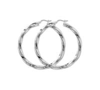 Acotis Silver Hoop Earrings Twisted G5114 - Bold Statement | - Sterling Silver