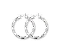 Acotis Silver Hoop Earrings Twisted G5185 - Contemporary Appeal - Sterling Silver