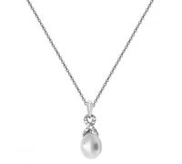 Acotis Silver Jewellery Elegant Silver Rhodium Zirconia & Pearl Necklace Set - Sterling Silver / Freshwater Pearl / rhodium Plated