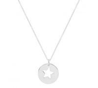 Acotis Silver Necklace Rhodium Plated Disc With Star G3382 - - Sterling Silver