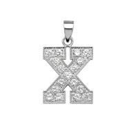 Acotis Silver Pendant Initial with Zirconia Detail G6126/X - - Sterling Silver