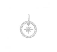 Acotis Silver Pendant Set Rhodium Zirconia Star In Cercle G61091 - Sterling Silver / rhodium Plated