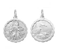 Acotis Silver Pendant St Christopher Double-Sided G6780 - - Sterling Silver