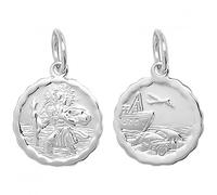 Acotis Silver Pendant St Christopher Double-Sided Wavy-Edge - Sterling Silver