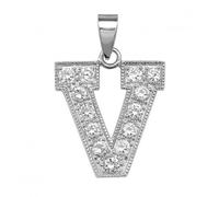 Acotis Silver Pendant Zirconia Initial G6126/V - Modern Style | - Sterling Silver