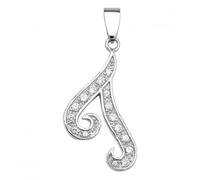 Acotis Silver Pendant Zirconia Set Initial G6128-T - Polished - Sterling Silver