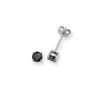 Acotis Silver Stud Earrings Round Black Zirconia G5551BK - - Sterling Silver