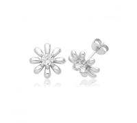 Acotis Silver Studs Rhodium Plated Zirconia Daisy G51354 - - Sterling Silver / rhodium Plated