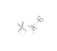 Acotis Silver Studs Rhodium Plated Zirconia Kiss G51355 - - Sterling Silver / rhodium Plated