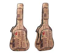 Acoustic Classic Folk Guitar Bag Carrying Case,41 inch Classical Guitar Bag, Oxford Cloth Waterproof Oxford Fabric Double Stitched Padded Gig Bag Carry Case (Khaki newspaper)