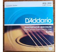 D'Addario EJ16 Phosphor Bronze Acoustic Guitar Strings Light 12-53