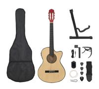 vidaXL Western Guitar Set with Equalizer & 6 Strings Light Wood - 12 Piece Bundle with Accessories