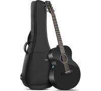 Acoustic Electric Carbon Fiber Guitar - X3 Pro Mini 3/4 Size Black Travel Guitar Set for Kids & Adults Beginners