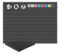 Acoustic Foam Panels 12 Pack Pyramid Sound Absorbing Foam Tiles 50x50x5cm, High Density Studio Acoustic Panels for Echo Reduction, Recording, Gaming, Home Office Wall Treatment , 1034 BLACK