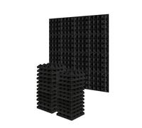 Acoustic Foam Panels 24Pcs 25x25x5cm Acoustic Soundproof Foam Noise Insulation Sound Absorption Treatment Panels Recording Studio Black And Red(24Black)