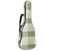 Acoustic Guitar Bag 1 cm Thick Padding, Waterproof Oxford Cloth Guitar Bag Backpack for 40-42 Inch Electric Bass Classical Guitars, Sage Green Bias Gingham Check Plaid