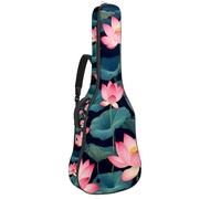 Acoustic Guitar Bag 1 cm Thick Padding, Waterproof Oxford Cloth Guitar Bag Backpack for 40-42 Inch Electric Bass Classical Guitars, Colorful Lotus Flowers Seamless Pattern