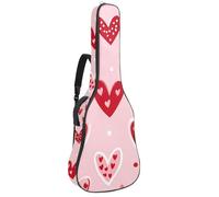 Acoustic Guitar Bag 1 cm Thick Padding, Waterproof Oxford Cloth Guitar Bag Backpack for 40-42 Inch Electric Bass Classical Guitars, Romantic Doodled Love Hearts and Dots