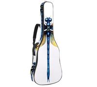 Acoustic Guitar Bag 1 cm Thick Padding, Waterproof Oxford Cloth Guitar Bag Backpack for 40-42 Inch Electric Bass Classical Guitars, Watercolor Dragonfly Pattern