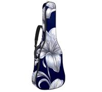 Acoustic Guitar Bag, Soft Guitar Case with 2 Pockets and Back Hanger Loop for 40 41 42 Inch Electric Bass Classical Guitars, Royal Lily Blue Background