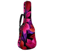Acoustic Guitar Bag, Soft Guitar Case with 2 Pockets and Back Hanger Loop for 40 41 42 Inch Electric Bass Classical Guitars, Abstract Floral Red Flowers Pattern