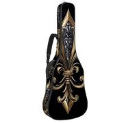 Acoustic Guitar Bag, Soft Guitar Case with 2 Pockets and Back Hanger Loop for 40 41 42 Inch Electric Bass Classical Guitars, Art Mardi Gras Fleur De Lis Icon