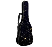 Acoustic Guitar Bag, Soft Guitar Case with 2 Pockets and Back Hanger Loop for 40 41 42 Inch Electric Bass Classical Guitars, Gold Glitter Stars and Night Sky Constellations