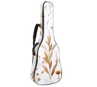 Acoustic Guitar Bag, Soft Guitar Case with 2 Pockets and Back Hanger Loop for 40 41 42 Inch Electric Bass Classical Guitars, Watercolor Autumn Field Herbs with Dragonflies Seamless Patten