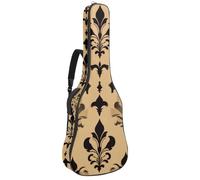 Acoustic Guitar Bag, Soft Guitar Case with 2 Pockets and Back Hanger Loop for 40 41 42 Inch Electric Bass Classical Guitars, Retro Fleur De Lis Design Pattern
