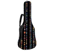 Acoustic Guitar Bag, Soft Guitar Case with 2 Pockets and Back Hanger Loop for 40 41 42 Inch Electric Bass Classical Guitars, Vintage Mardi Gras Holiday Symbols Strings of Beads
