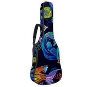 Acoustic Guitar Bag Vintage Retro Embroidery Ocean Fish Wave Adjustable Shoulder Strap Guitar Case Gig Bag 40 41 42 Inch