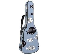 Acoustic Guitar Bag with Pocket 0.4In Padding Sponge Extra Thick Waterproof Oxford Cloth Guitar Case Gig Bag with Handle Shoulder Strap Lovely Catoon Fish Pattern