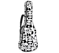 Acoustic Guitar Bag with Pocket 0.4In Padding Sponge Extra Thick Waterproof Oxford Cloth Guitar Case Gig Bag with Handle Shoulder Strap Chinese Panda Pattern Playing Black White